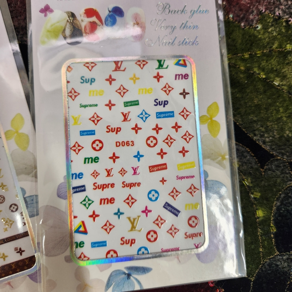 Fashion Nail Decal Set - Red, Gold, Blue - Picture 2 of 4